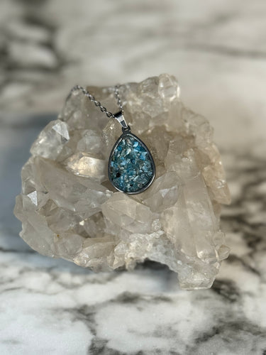 Geometric Star Seed Blue Apatite Necklace